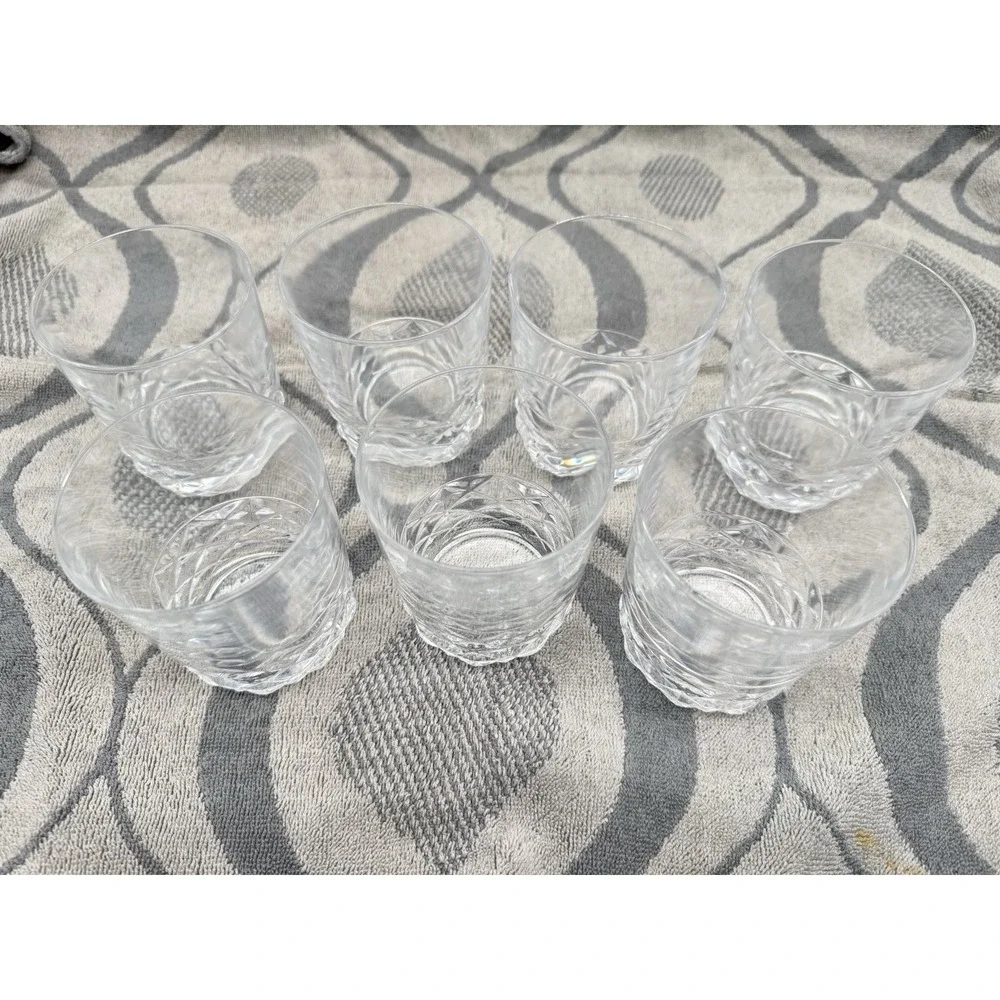 Lot of 7 Vintage Lead Crystal Diamond Cut Old Fashioned Rocks Glasses - Picture 6 of 14